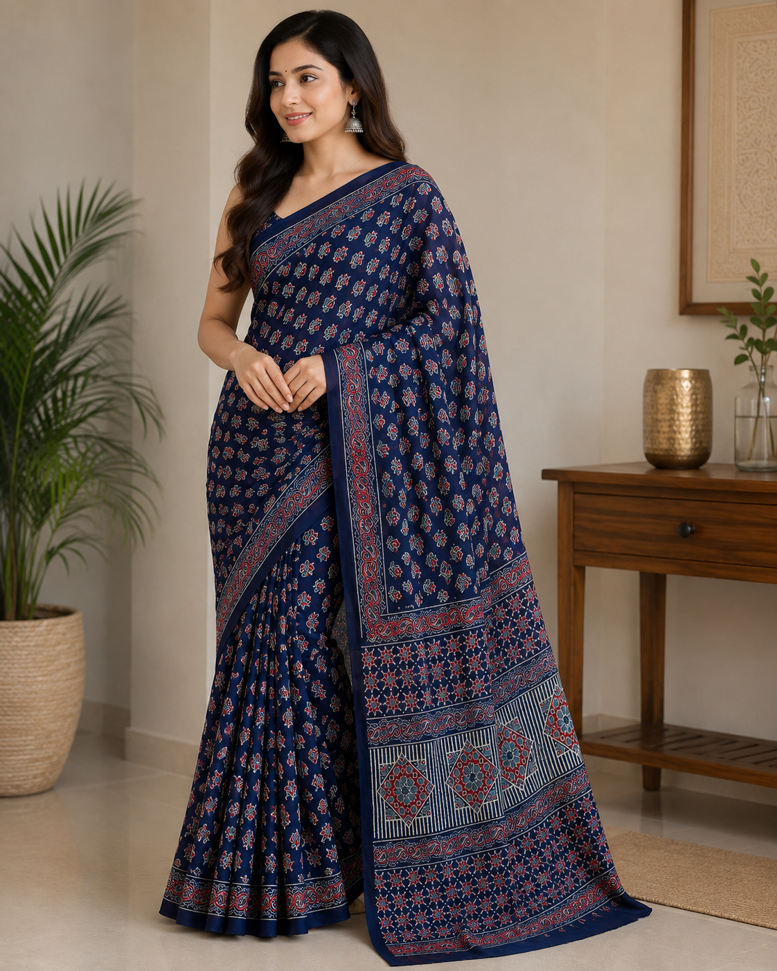 Elegant Hand Block Printed Georgette saree