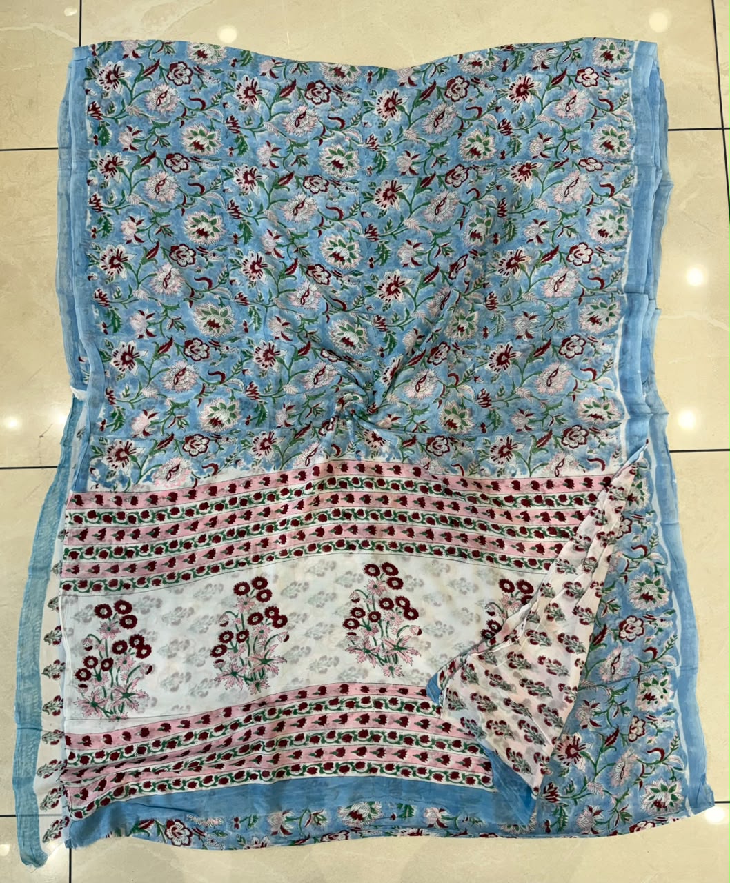 Elegant Hand Block Printed Georgette saree