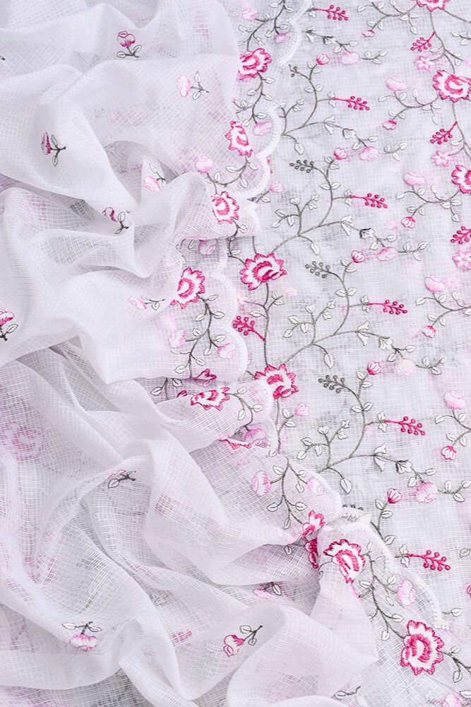 Elegant , Soft & Light Kota Cotton Kurta & Dupatta with embroidery & scallops