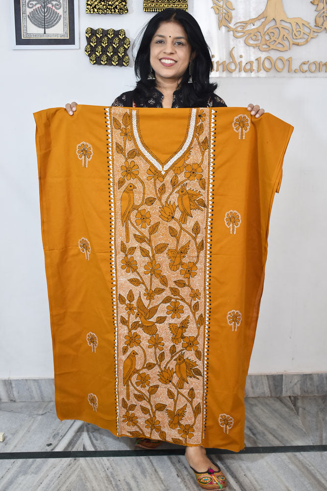 Hand Embroidered Kantha work cotton fabric - (Length 2.8 mtrs )