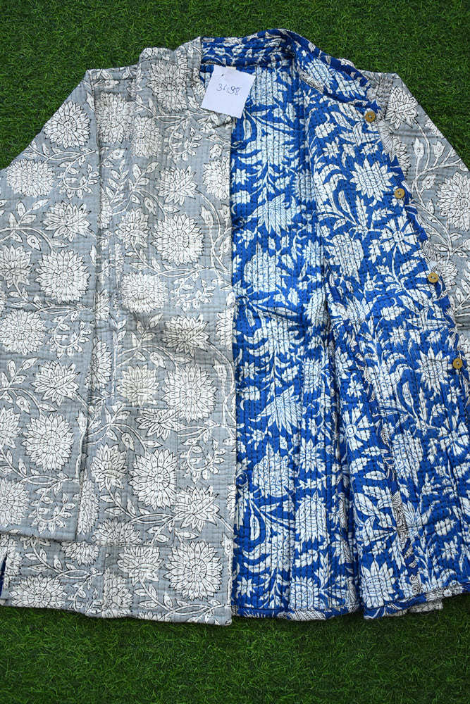Block Print Quilted Reversible cotton jacket - Size  36-46