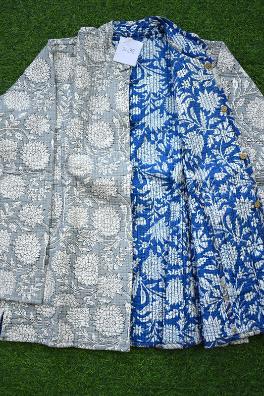 Block Print Quilted Reversible cotton jacket - Size  36-46