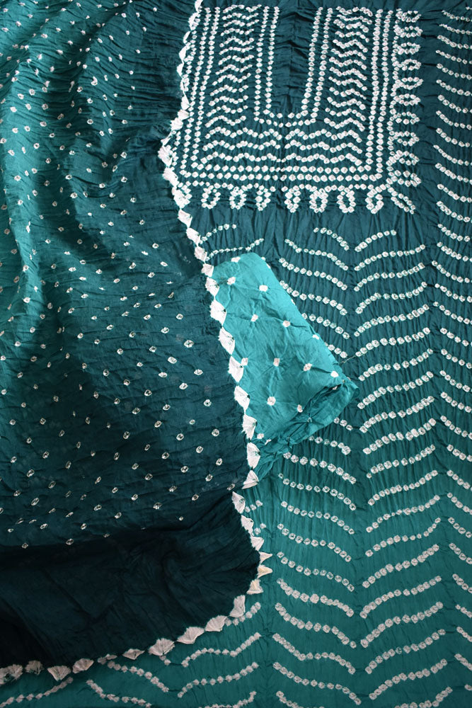 Hand Tie & Dye Kutch Bandhani 3 pc Cotton Unstitched Suit