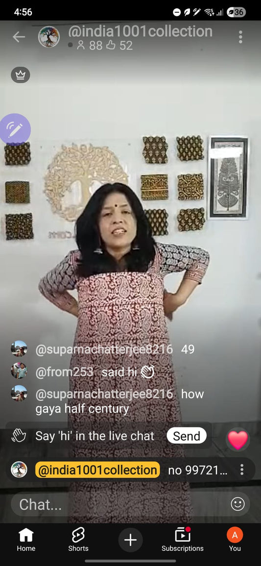 Classic Bagh Block Printed unstitched suit fabric with chiffon dupatta