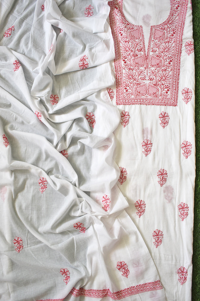 Elegant Mul Cotton Kurta & Dupatta Set with Lucknowi Hand Chikankari embroidery