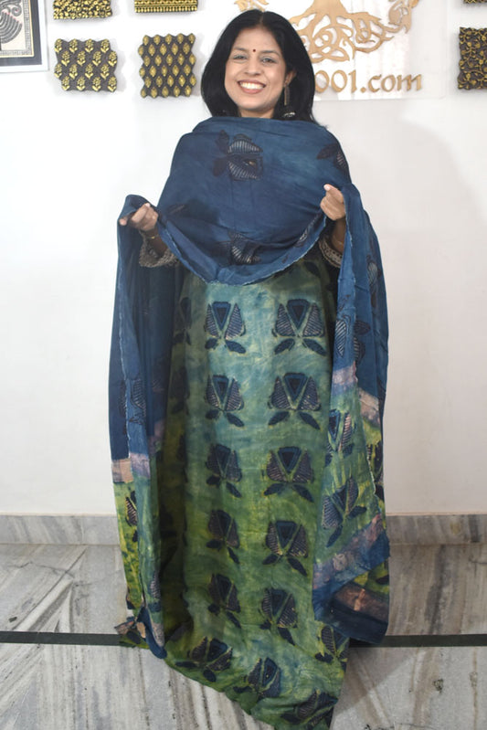 Beautiful Nashpal Hand Block Printed Modal Silk set