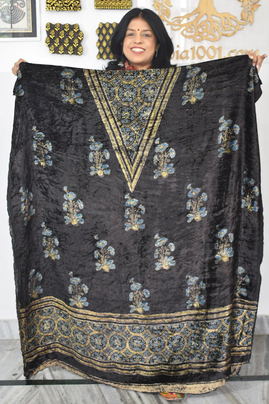Ajrakh Velvet kurta fabric