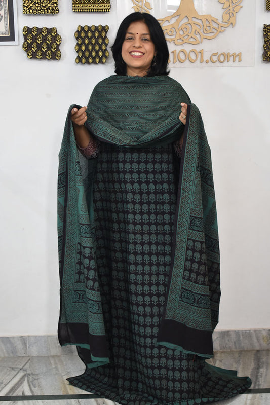 Bagh Hand Block Printed unstitched 3 pc Cotton suit fabric from MP