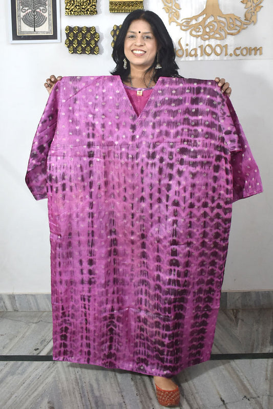 Semi Stitched Block Printed Tussar Silk Kurta