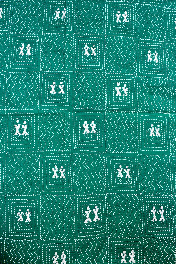 Cotton Blouse fabric with Hand Kantha work