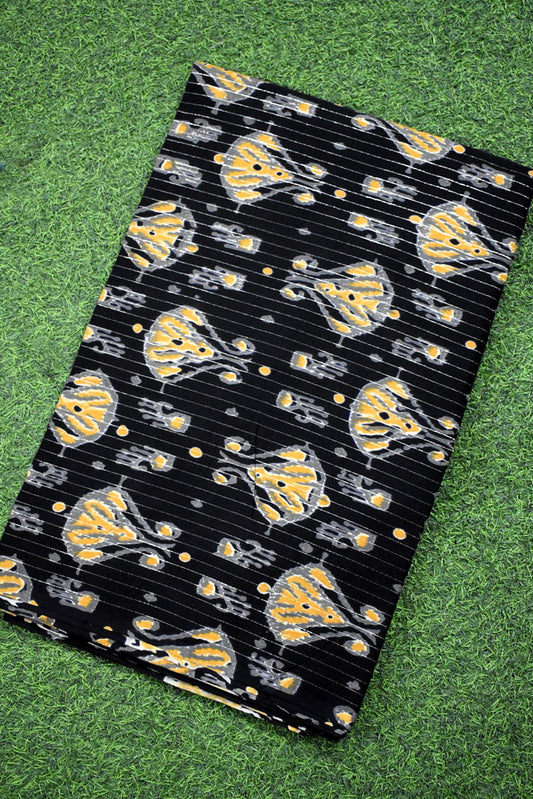 Block Printed Running Lurex Cotton Fabric