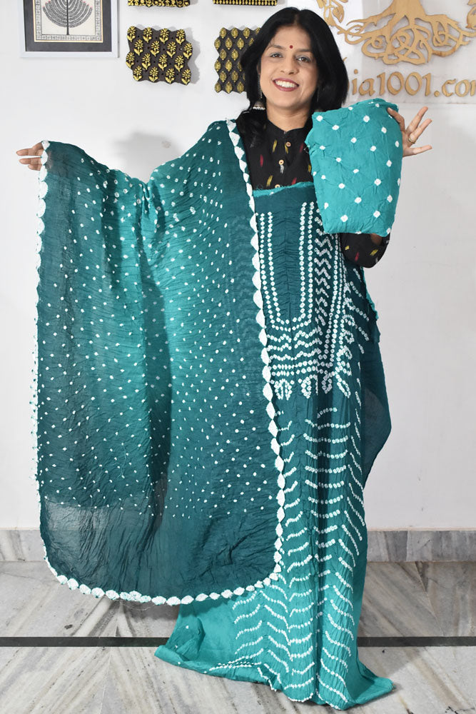 Hand Tie & Dye Kutch Bandhani 3 pc Cotton Unstitched Suit