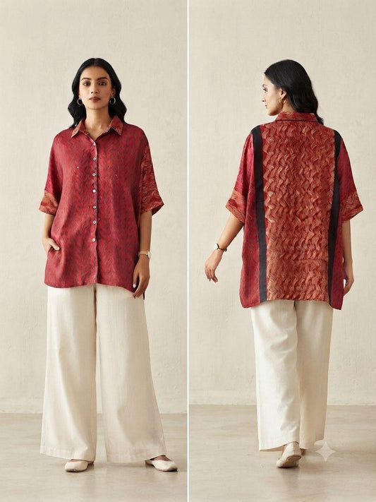 Beautiful Ajrakh Modal Silk Kaftan - 38 - 44