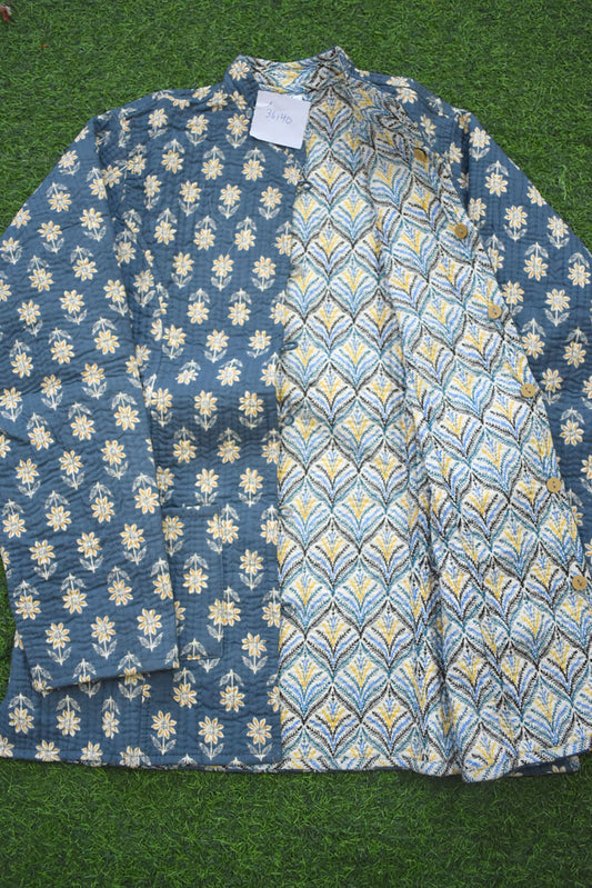 Block Print Quilted Reversible cotton jacket - Size  36-46