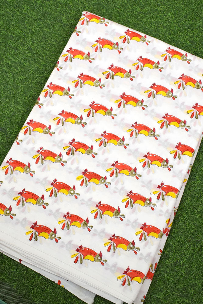 Hand Block Printed Cotton Running Fabric (2.5 mtrs )