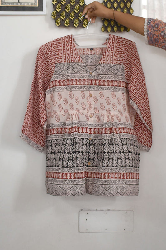 Beautiful Hand Block Printed Bagh cotton Short kurta/Top - 42