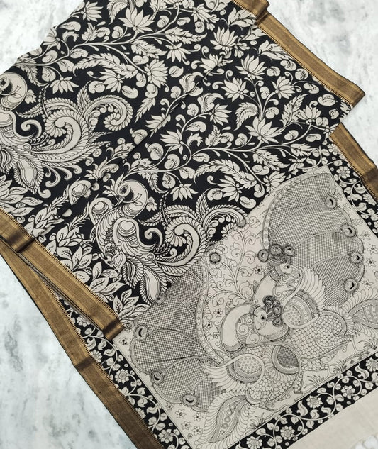 Bangalore Cotton Silk Pen Kalamkari saree