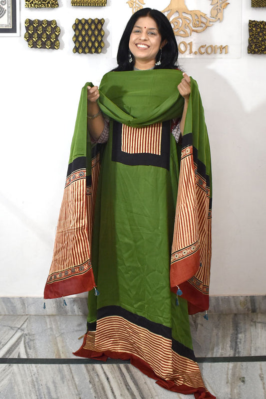 Beautiful Ajrakh Hand Block Printed Modal Silk 2 piece set