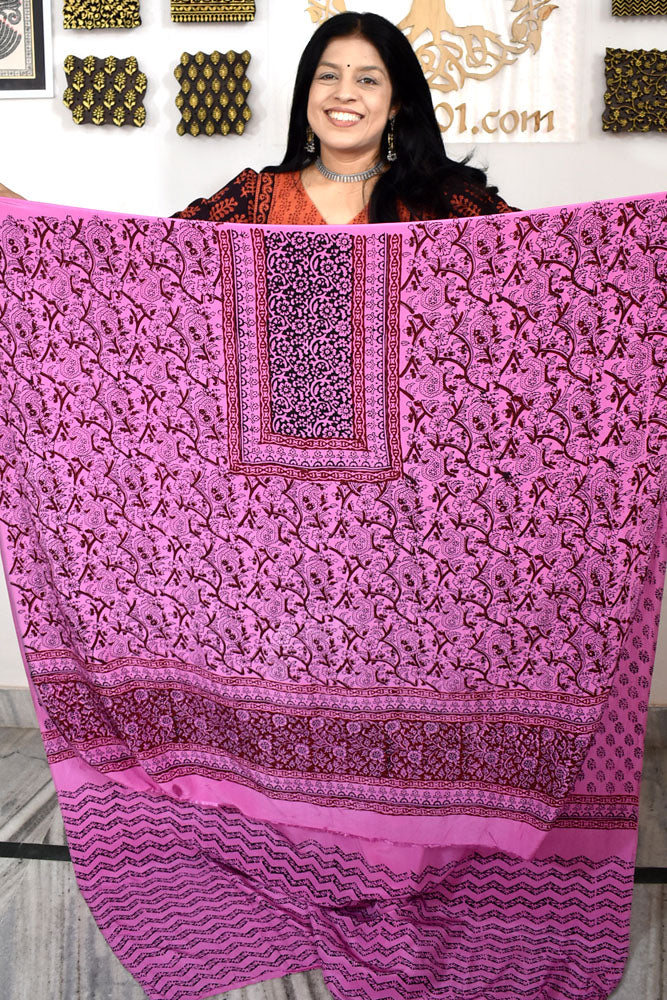 Beautiful Bagh Crepe Hand Block Print Fabric