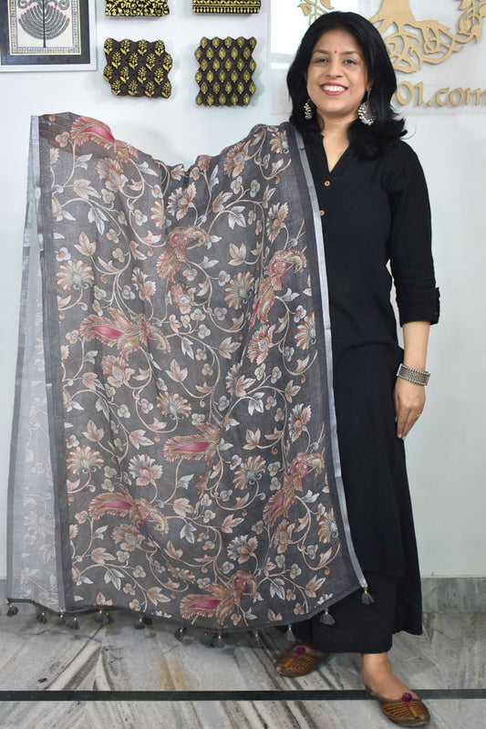 Elegant Digital Print Pure Linen dupatta