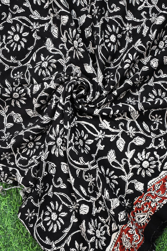 Beautiful Modal Silk Bagru Hand Block Print Fabric