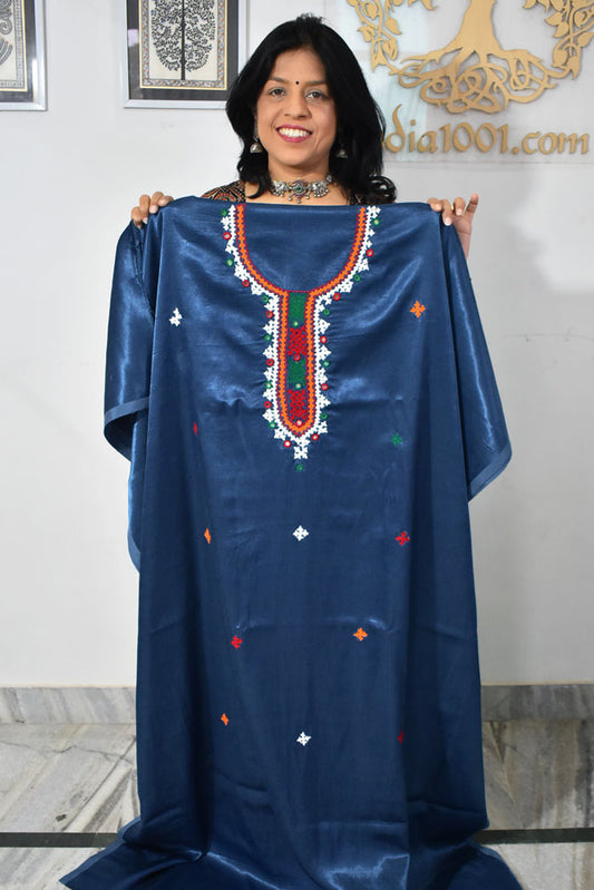 Mashru Silk Fabric with Kutch Bavariya work embroidery