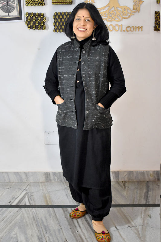 Handwoven Himalayan Wool Jacket with Satin silk inner lining - size  36, 38