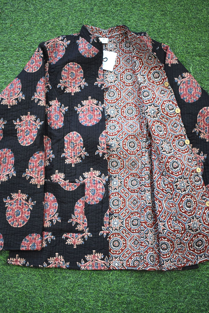 Block Print Quilted Reversible cotton jacket - Size  36-46