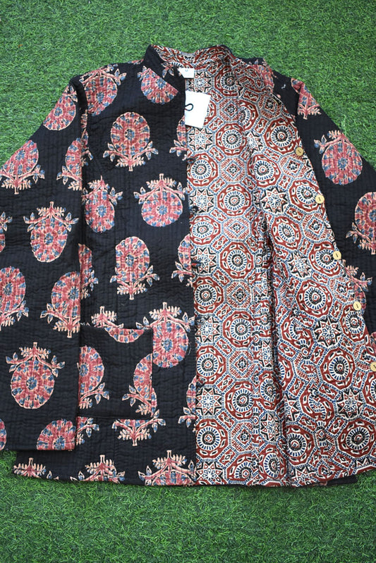Block Print Quilted Reversible cotton jacket - Size  36-46