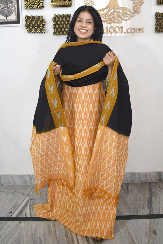 Handwoven  Ikkat Cotton kurta with Woven Ikkat Cotton Dupatta & Bottom