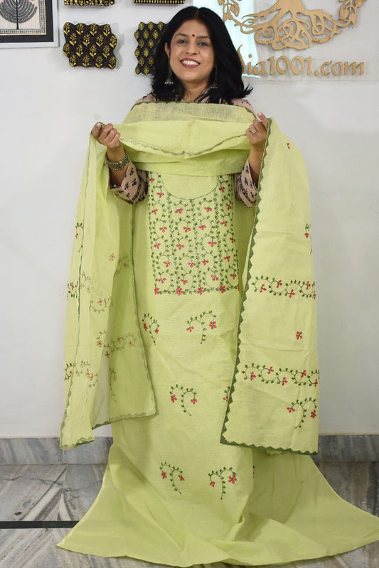 Elegant Kota Kurta & Dupatta set with Hand done Heavy Phool patti work & Cotton Bottom