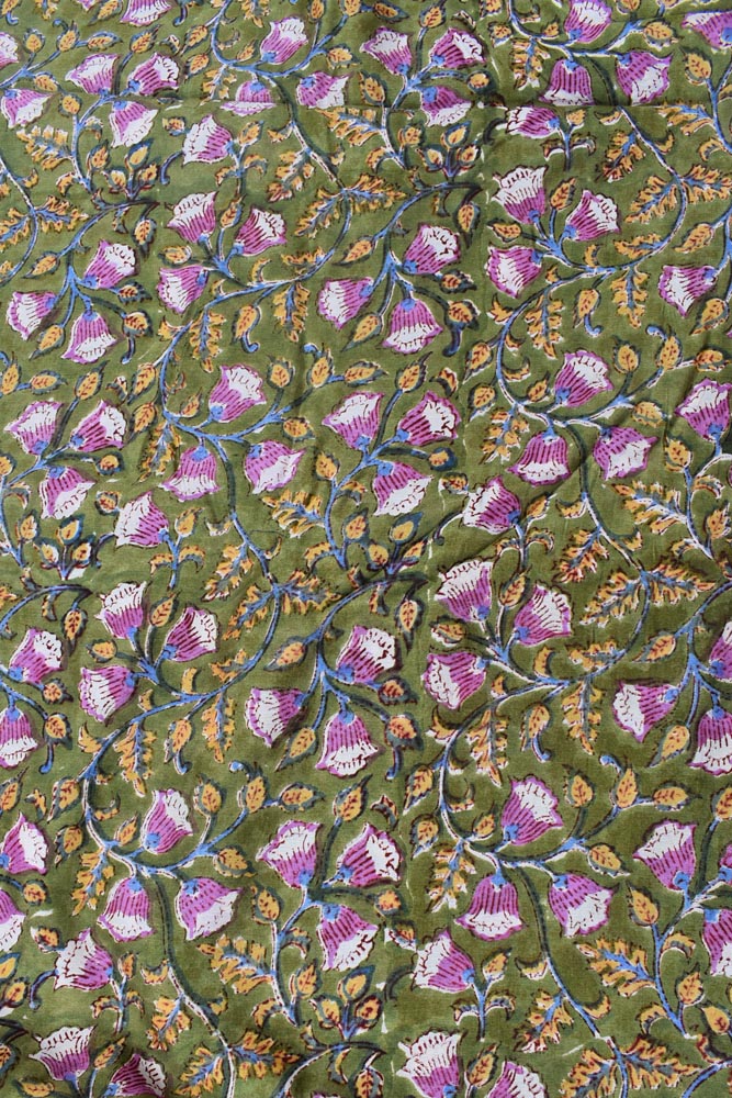 Elegant & Fine Sanganer Hand Block Printed Chanderi silk Cotton Running Fabric ( 2.5 mtr cut)