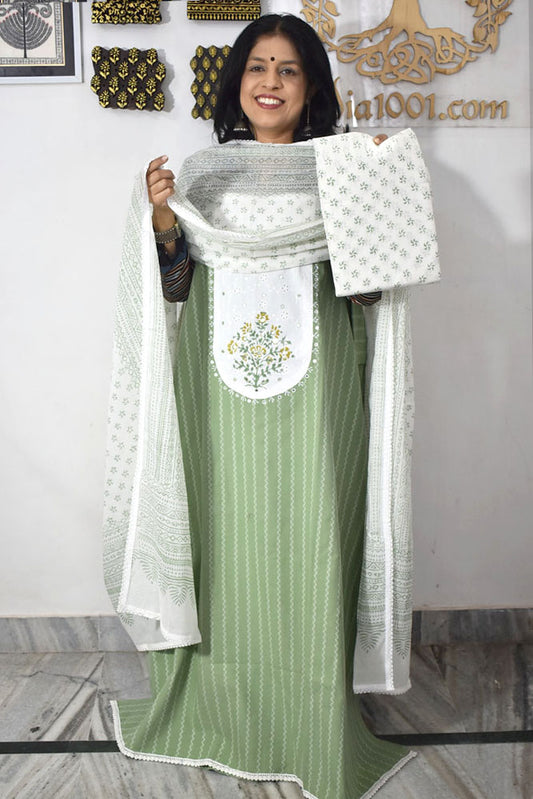 Elegant Handloom Cotton suit with cotton dupatta