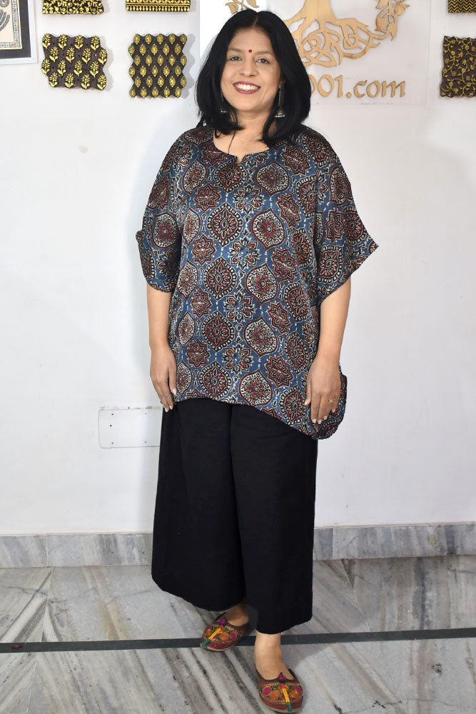 Beautiful Ajrakh Modal Silk Kaftan - 38 - 44