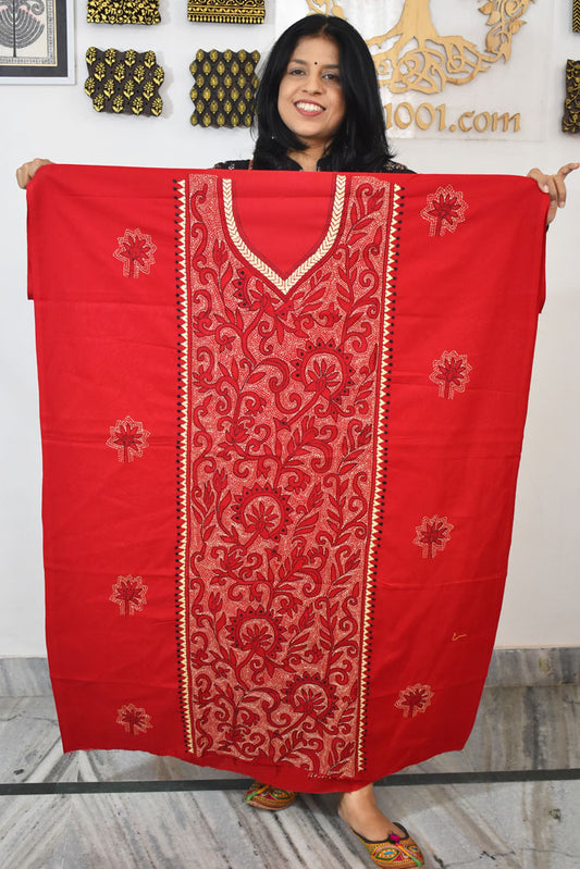 Hand Embroidered Kantha work cotton fabric - (Length 2.8 mtrs )