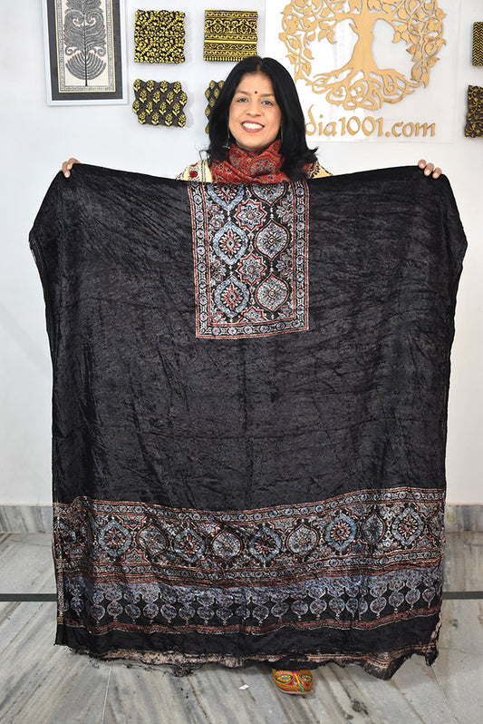 Ajrakh Velvet kurta fabric