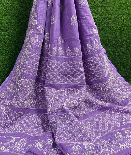 Elegant Kota cotton Saree with Hand Lucknowi Chikankari work ( without BP)