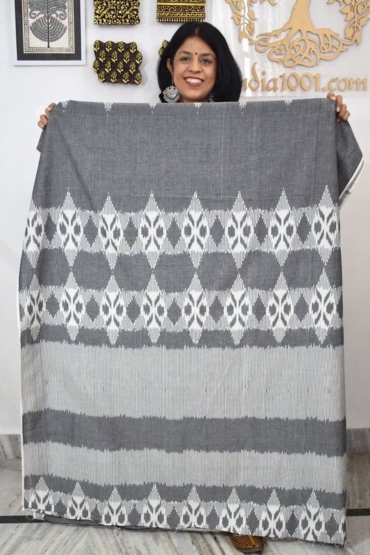 Multicolor Ikat Cotton Handloom 2.5mts Fabric with Uzbekistan Pattern Design