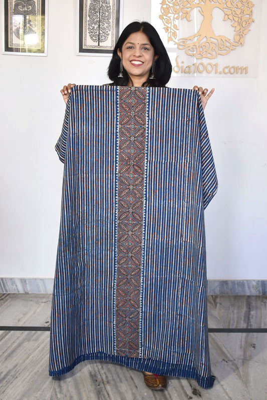 Designer Ajrakh cotton kurta fabrics - 2.5 mtrs