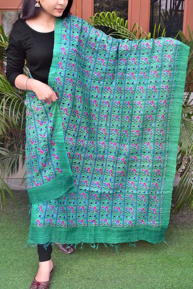 Geecha Silk Dupatta with Hand Block print
