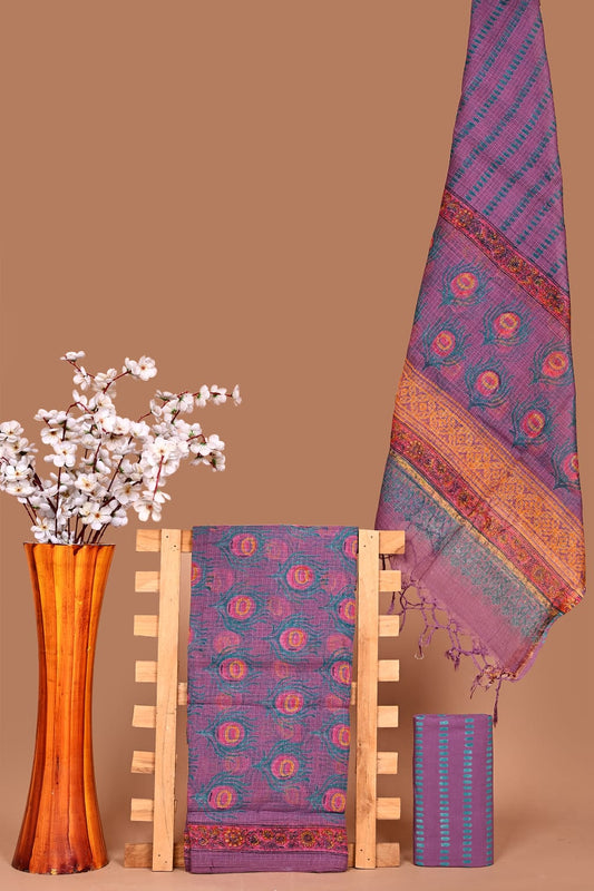 Beautiful Hand Block printed Kota Doria cotton suit