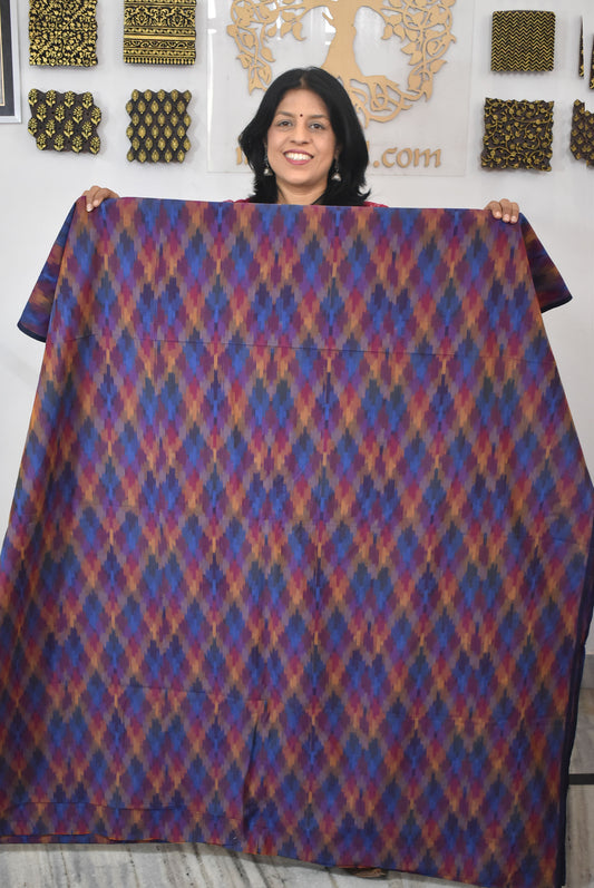 Multicolor Ikat Cotton Handloom 2.5mts Fabric
