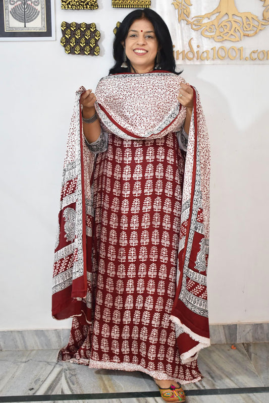 Bagh Hand Block Printed unstitched 3 pc Modal silk suit fabric from MP