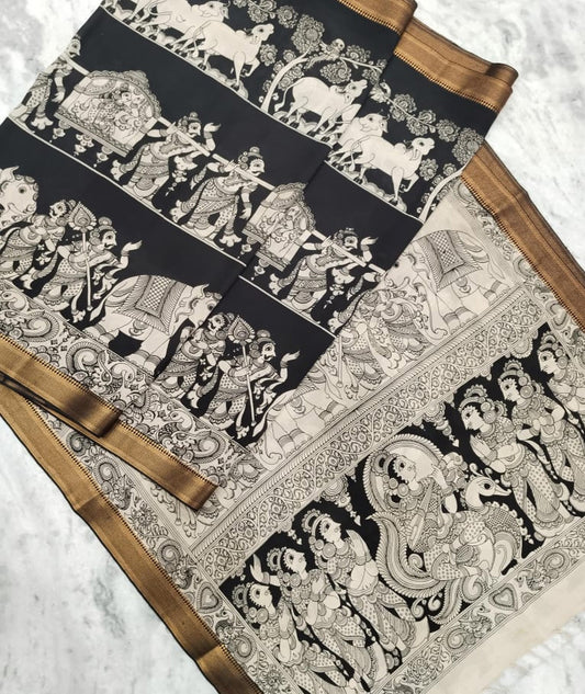 Bangalore Cotton Silk Pen Kalamkari saree