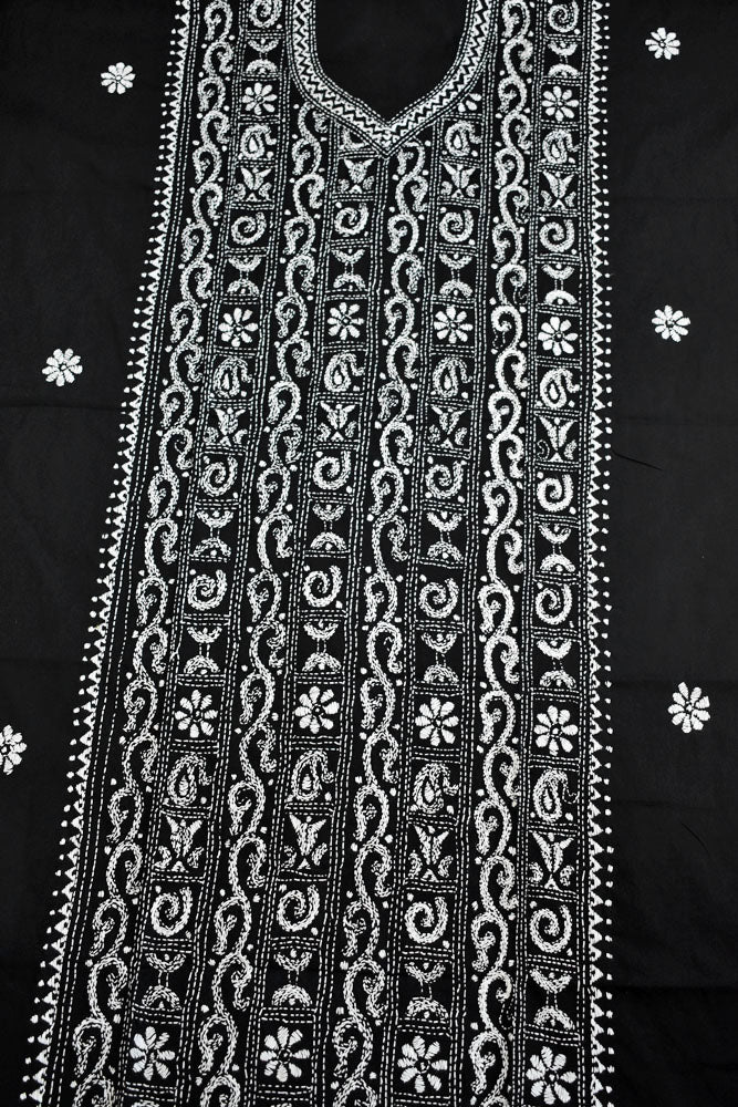 Hand Embroidered Kantha work cotton kurta fabric