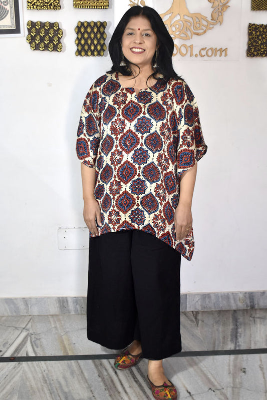 Beautiful Ajrakh Modal Silk Kaftan - 38 - 44