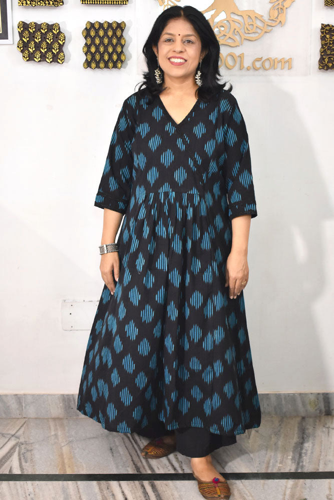 Designer Handwoven Ikkat pure cotton Kurta / Dress - Size 36 to 46 ( all sizes)