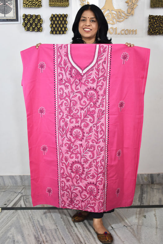 Hand Embroidered Kantha work cotton fabric - (Length 2.8 mtrs )