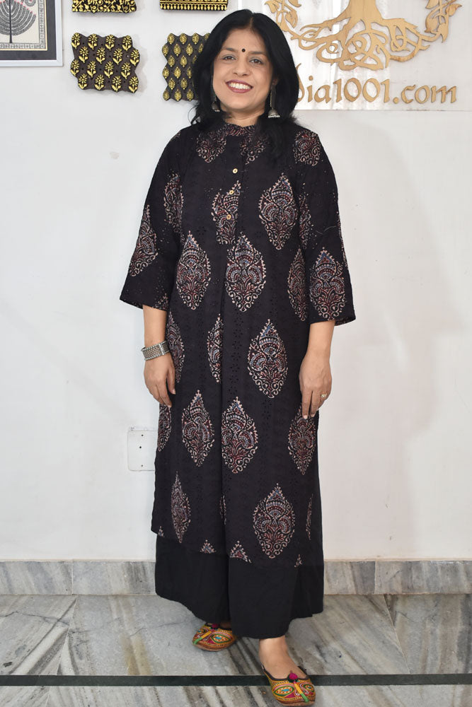 Beautiful Hand Block Printed Hakoba Ajrakh Cotton kurta, Size 40 to 44