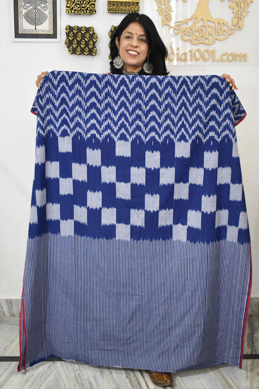 Multicolor Ikat Cotton Handloom 2.5mts Fabric with Uzbekistan Pattern Design
